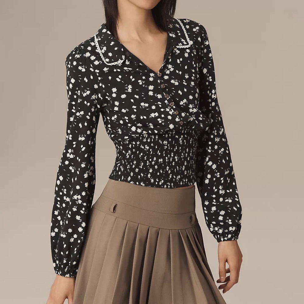 Maeve Smocked Buttondown Top